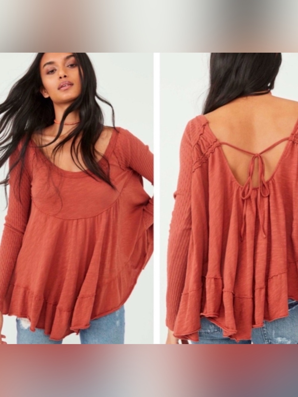 Free People we the free sundae top Rust Tie-Back Flowy Tunic